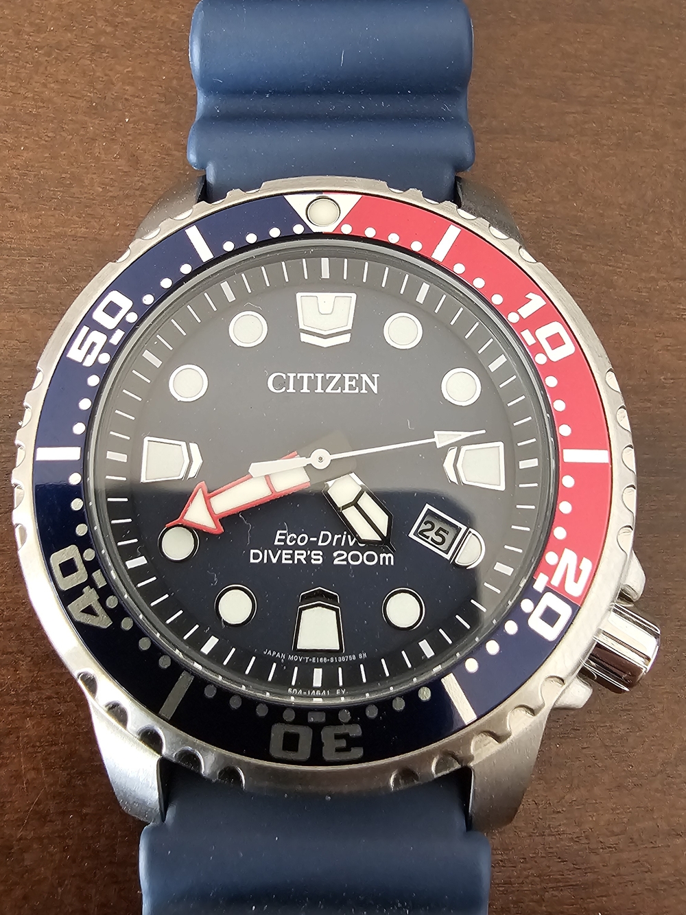 Citizen Mens Blue and Red Bezel "Pepsi" Diver Watch